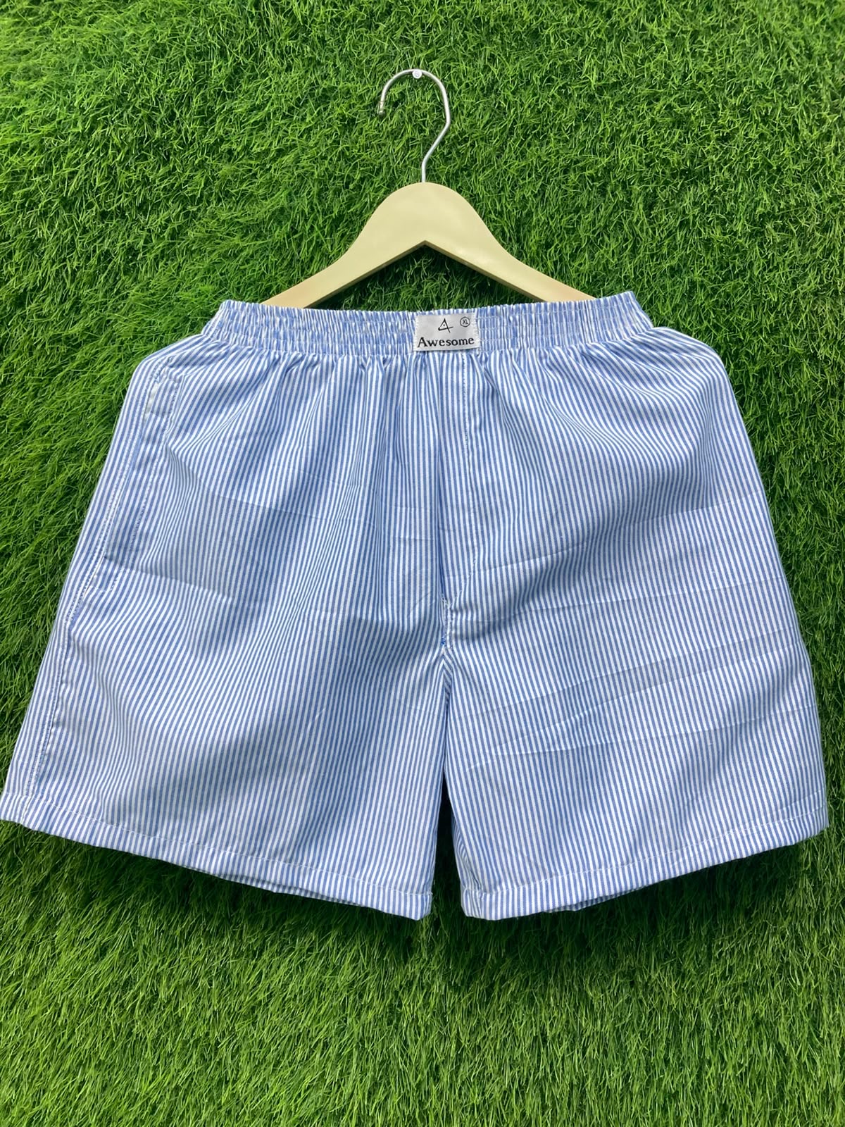 Men's Awesome Brand Blue & White Striped Boxer Shorts by funky men’s wear