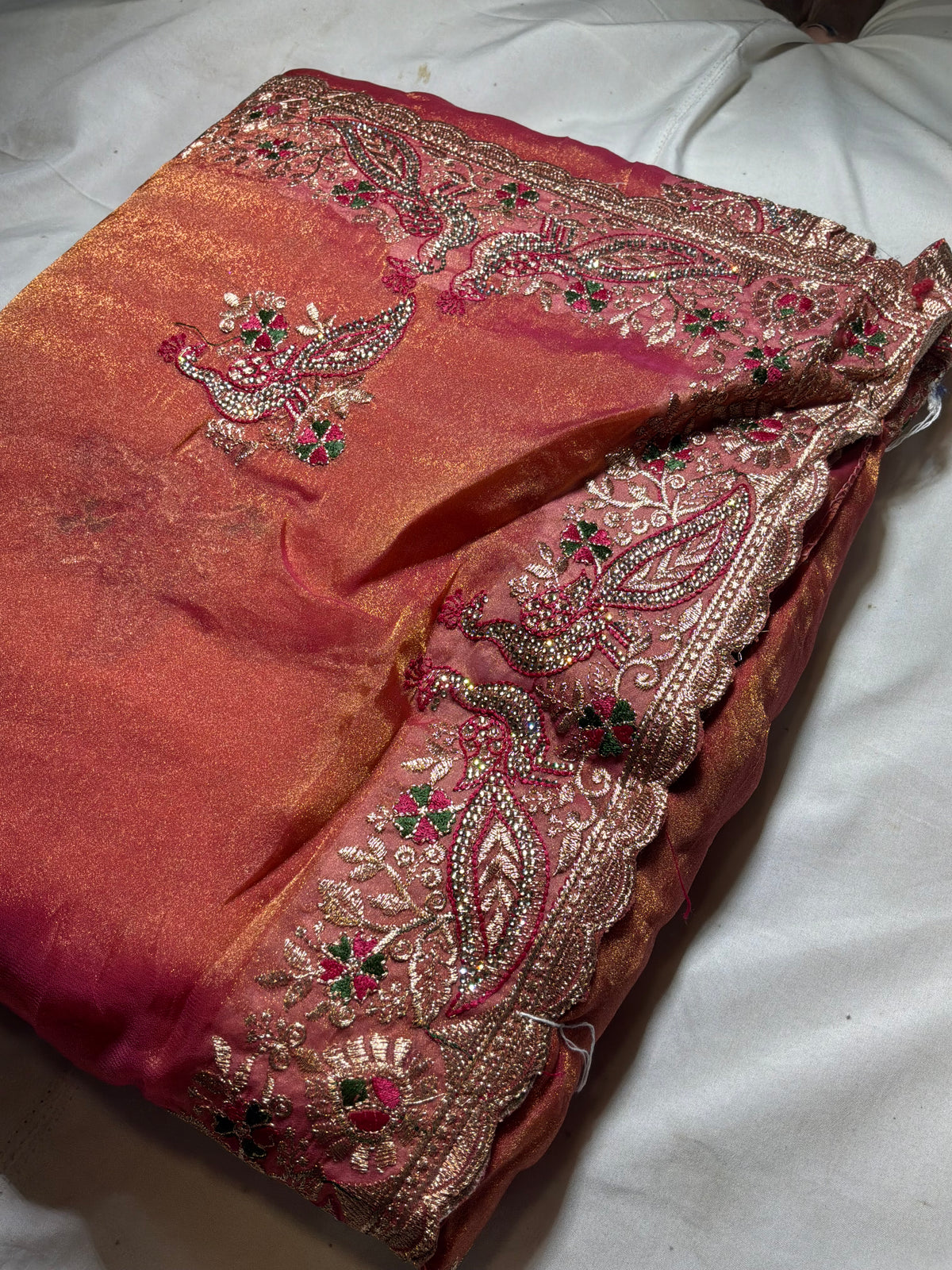 Women's Designer Heavy Embroidery Work Saree with Zari & Stone Cutwork Border | Wedding & Festival Special Silk Blend Saree