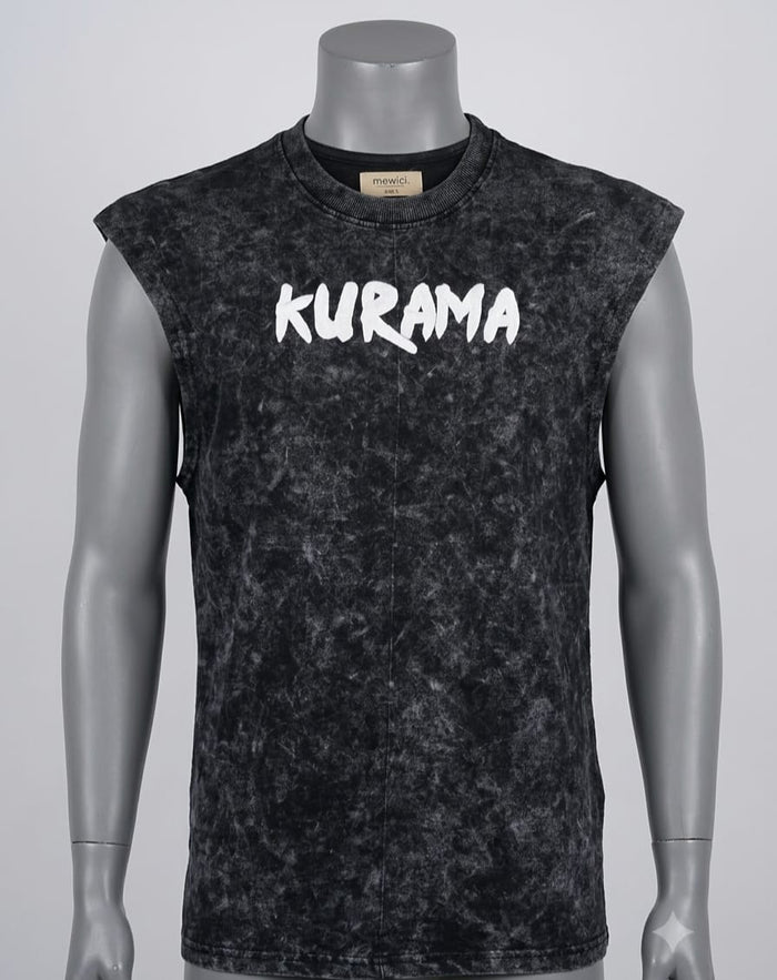 Men's Mewici Kurama Graphic Acid Wash Sleeveless Muscle Tee By funky men’s wear