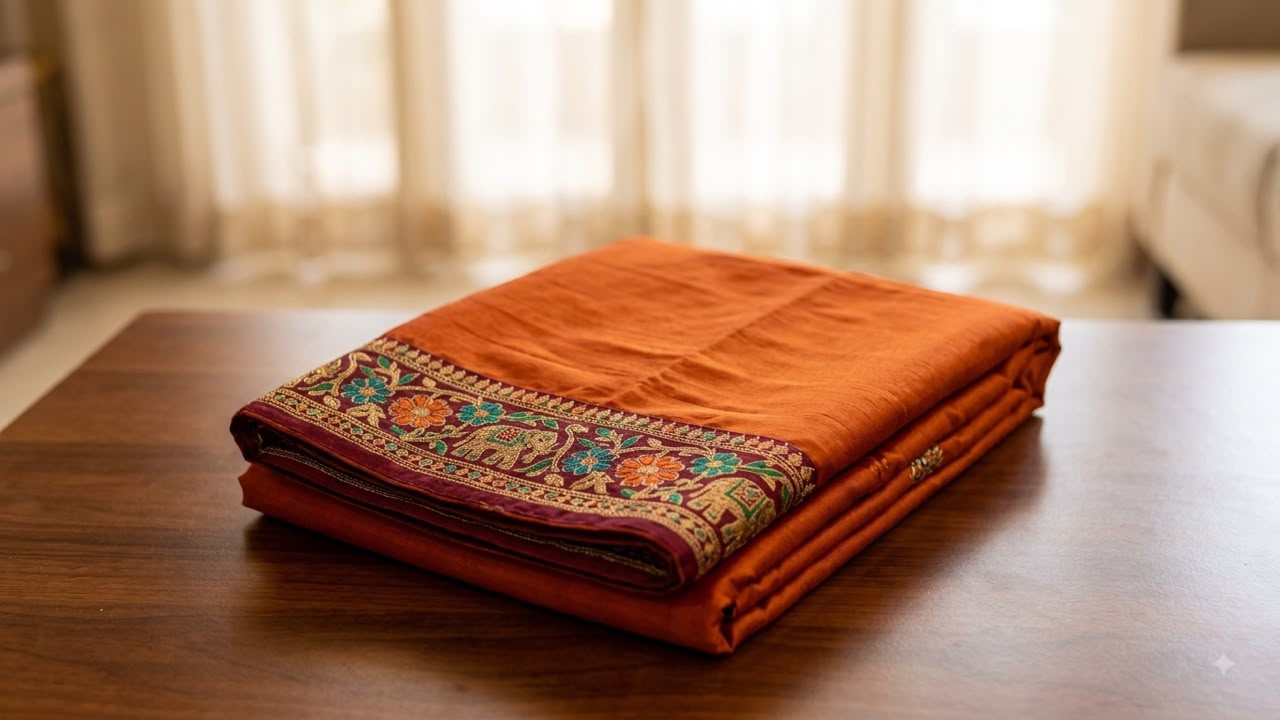Elegant Pure Silk Saree with Heavy Embroidered Border